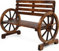 VINGLI Rustic Wooden Wheel Bench Outdoor Bench, Patio Bench Wagon Slatted Seat, Garden Benches for Outdoors 350lbs High Capacity, Weather Resistance (Rustic, 41in)