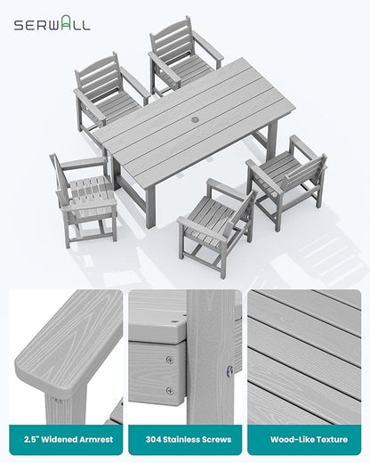 SERWALL Patio Dining Chair Set of 2, Light Gray