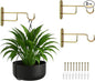 Ilyapa 3 Pack Metal Wall Plant Hangers - 7 Inch Plant Hanger for Indoor - Rustic Brass Finish Hooks for Hanging Plants, Baskets, and Macrame - Indoor Hangers for Plants, Lanterns or Wind Chimes