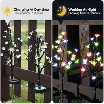 Solar Garden Lights Outdoor,Solar Lights Outdoor Decorative Waterproof for Outside 6Pack, 120Led Solar Flowers Garden Decor, Yard Pathway,Patio Fairy Decorations,Gardening Gifts for Women Mom