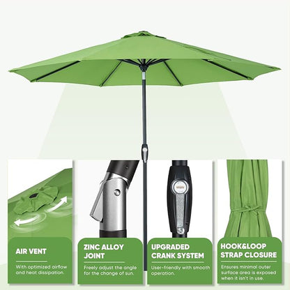 Tempera Patio Market Outdoor Table Umbrella with Auto Tilt and Crank, Large Sun Umbrella with Sturdy Pole & Fade Resistant Canopy, Easy to Set