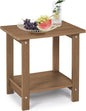 LUE BONA Adirondack Outdoor Side Table, 2-Tier Brown-Oil HDPS Patio End Table Weather Resistant, Morden Side Table for Patio, Pool, Porch