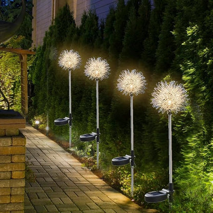 GUOCHENG Dandelion Solar Garden Lights, 4 Pack Solar Metal Dandelion Light, Waterproof Firefly Lights Outdoor for Garden Patio Yard Pathway, Gifts for Women Mother's Day(4pack)