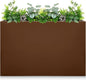 Galvanized Steel Planter Box-No Installation Required Metal Rectangular Block Long Box Planter Modern Outdoor Planters All-Weather Use with Drainage Holes for Patio/Porch, 36×24×12IN（Brown）