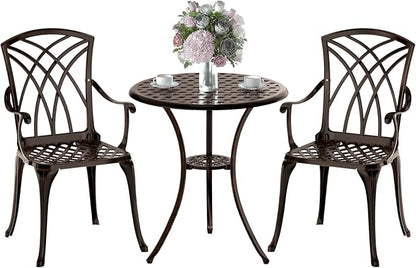 Patio Bistro Set 3 Piece, Cast Aluminum Bistro Set by Embraceartofoutdoorliving