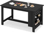 SERWALL Outdoor Bar Table, All Weather HDPE 36" Counter Height Dining Table with Storage and Wine Rack for Patio, Garden, Backyard, Balcony, Poolside, Black