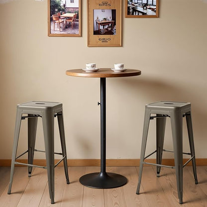 Furmax 30 Inch Metal Bar Stools Set of 4, Counter Height Backless Stools, Industrial Bar Chairs Patio Stool Stackable Backless Stool for Kitchen/Dining Room/Bistro/Patio Indoor Outdoor (Gun)