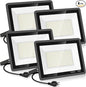 4 Pack 100W LED Flood Light,Super Bright Exterior Security Lights With Plug,IP66 Waterproof Outdoor Flood Light, 11600lm 5000K Daylight White Floodlight for Yard, Garden,Basketball Court, Arena