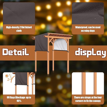 Universal Pergola Replacement Canopy Outdoor Canopy Shade Cover Waterproof Shade Top Cover for Outdoor Patio Porch Backyard(12 x 8 ft,Coffee)