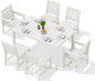 SERWALL 7-Piece Outdoor Dining Set, 60" - 83" Expandable Outdoor Dining Table and 6 HDPE Chairs, All Weather HDPE Outdoor Furniture Set for Backyard, Garden, White
