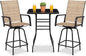Homall 3 Piece Outdoor Patio Swivel Bar Stools Set, High Top Table with 2 Textilene Fabric Chairs, Counter Height Bistro Furniture for Balcony, Backyard, Poolside, Brown
