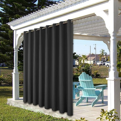 BONZER Waterproof Indoor/Outdoor Curtains for Patio Thick Privacy Extra Wide Grommet Curtains for Bedroom, Living Room, Porch, Pergola, Cabana, 1 Panel, 150W x 95L inch, Charcoal