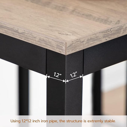 HOOBRO Bar Table and Chairs Set, 47.2” Rectangular Pub Table with 2 Stools for Small Space, High Top Table, 3-Piece Breakfast Set, Sturdy Metal Frame, Easy to Assemble, Greige BG52BT01