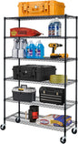 BestOffice | 6-Tier Wire Storage Shelves with Wheels | 18x48x78 | Black | Adjustable Racks | Heavy-Duty Metal Shelf, Holds Upto 600 lbs | No-Tool Assembly | Ideal for Home & Garage Shelving