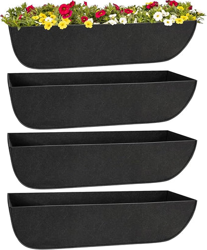 Riare 4 Pack 36 Inch Black Fabric Window Box Liners- Felt Square Trough Planter Basket Liners Replacement, Non-Woven Hanging Flower Plant Box Liner for Outdoor Plants Garden Fence- Avoid Birds Nesting
