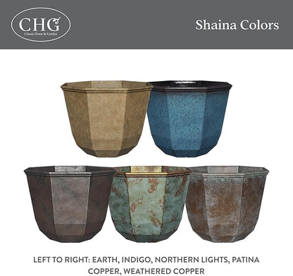 Classic Home and Garden Shaina Planting Pots - Lightweight Indoor & Outdoor Plant Pots - UV-Resistant Resin Flower Pots - Pot Planters for Flowers & Herbs (15” Earth)
