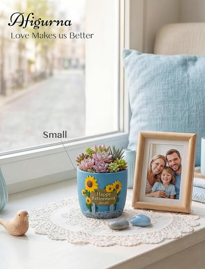 Retirement Gifts for Woman 2026: Happy Retirement Gifts for Women Nurse Teacher Coworker - Unique Retired Garden Gifts for Decoration - Hand-Painted Plant Pot Present with Gift Box and Card