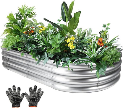 6×3×1 ft Raised Garden Bed, Easy Assembly Galvanized Planter Box for Vegetables, Flowers & Herbs
