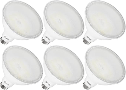 Sunco 6 Pack Outdoor Flood Light Bulbs, PAR38 LED Flood Lights Waterproof, 1800 LM, 15W (150W Equivalent), 3000K Warm White, Dimmable, E26 Base, Wet Rated UL.
