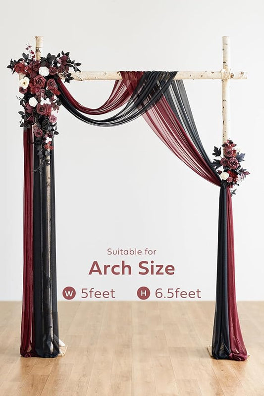 Artificial Flowers Wedding Arch Kit, Black and Burgundy, 4-Piece Set