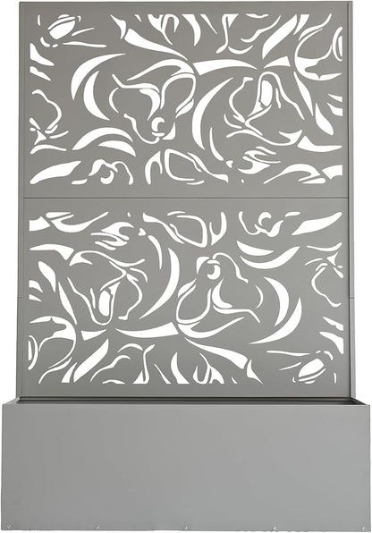 Oakland Living 6 ft. X 4 ft. Grey Freestanding Metal Privacy Screen Room Divider with Flower Box