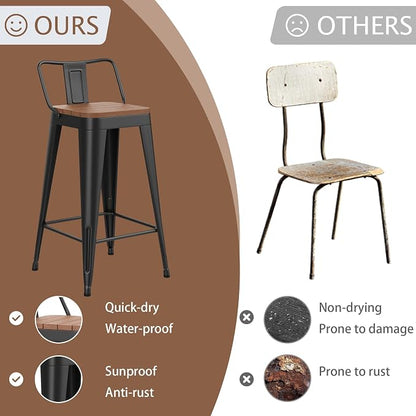 HAOBO Home 26" Outdoor Barstools Patio Stool Metal Bar Stools Set of 4 Counter - Image 6
