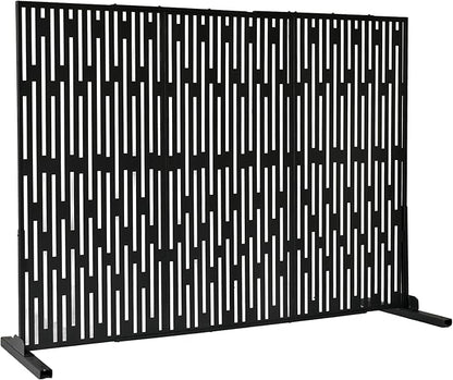 Oakland Living 6 ft. X 4 ft. Black Freestanding Metal Privacy Screen Room Divider