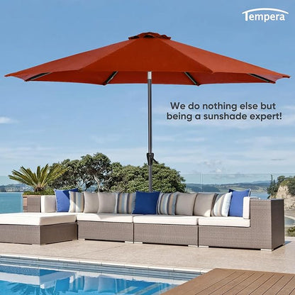 Tempera Patio Market Outdoor Table Umbrella with Auto Tilt and Crank, Large Sun Umbrella with Sturdy Pole & Fade Resistant Canopy, Easy to Set