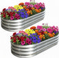 Galvanized Raised Garden Bed for Outdoor: 4X2X1ft Durable Metal Vegetable Plant Container Kit - Oval Planter Box for Gardening Flower Trough （2 Pack）