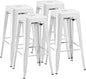 Furmax 30 Inch Metal Bar Stools Set of 4, Counter Height Backless Stools, Industrial Bar Chairs Patio Stool Stackable Backless Stool for Kitchen/Dining Room/Bistro Indoor Outdoor (Distressed White)