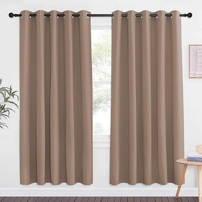 NICETOWN Blackout Doorway Curtain Drape 72 inch Long - Grommet Noise Reducing Thermal Insulated Solid Modern Window Treatments for Bedroom/Porch (1 Panel, 66 x 72 Inch, Cappuccino)