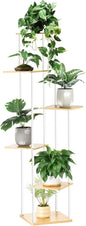 6 Tier Plant Stand Indoor Outdoor, Wood Metal Corner Shelf, Multiple Flower Pot Rack Holder Shelves, Planter Shelf Display Storage Organizer White