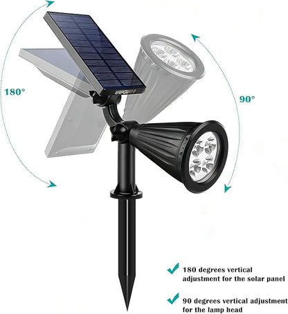 URPOWER Solar Lights Outdoor, 2-in-1 Waterproof Adjustable Solar Spotlights Outdoor Wall Light, Dusk-to-Dawn Solar Powered Landscape Lights for Backyard/Garden/Pathway/Pool/Porch (1 Pack, Cool White)