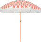 AMMSUN 7ft Patio Umbrella with Fringe Outdoor Tassel Umbrella UPF50+ Premium Steel Pole and Ribs Push Button Tilt, Wave Pink Champagne