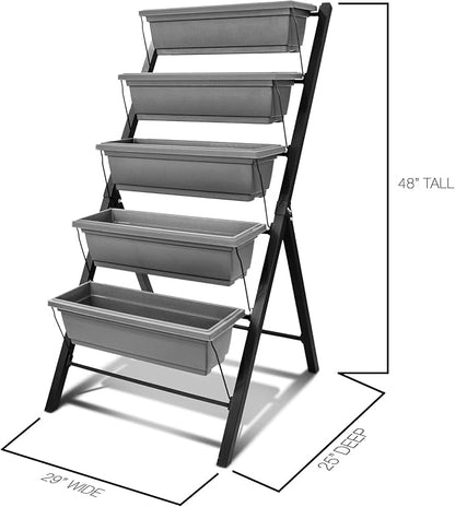 Outland Living 4Ft Vertical Raised Garden Bed - 5 Tier Food Safe Planter Box for Outdoor and Indoor Gardening Perfect to Grow Your Herb Vegetables Flowers on Your Patio Balcony Greenhouse Garden