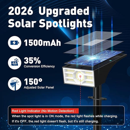 Solar Spot Lights Outdoor,6 Pack/56 LED Outdoor Lights for Yard Waterproof IP68, 4 Lighting Modes Solar Landscape Spotlights, Auto On/Off Solar Powered Flood Lights Garden Pathway,Cool White