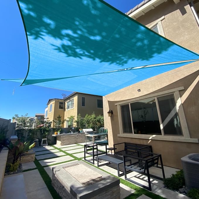 SUNLAX Sun Shade Sail 12' x 20' x 23.3' Turquoise Blue Rectangle Canopy Sail Shade Cover UV Block Permeable Sunshade Outdoor for Patio Backyard Deck Pergola (We Make Custom Size)