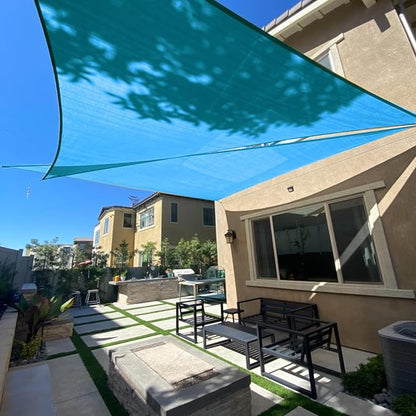 SUNLAX Sun Shade Sail 8' x 12' x 14.4' Turquoise Blue Rectangle Canopy Sail Shade Cover UV Block Permeable Sunshade Outdoor for Patio Backyard Deck Pergola (We Make Custom Size)