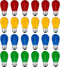 Meconard 24Pack S14 Colored LED String Light Bulbs,1Watt Plastic Shatterproof Waterproof Outdoor Indoor Replacement Bulbs for Home Decor, E26 Medium Base, Multi-Color: Red/Green/Blue/Orange