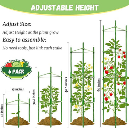 Legigo 6-Pack Tomato Cage for Garden Plant Support- Up to 48inch Garden Stakes Tomato Cage, Tomato Trellis for Potted Plants, Tomato Cages Plant Stakes for Climbing Vegetables Plants Flowers