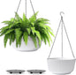 T4U 12 Inch Large Hanging Planters for Indoor Plants, 2 Pack Self Watering Pots Indoor, Hanging Baskets for Plants,Hanging Flower Pot with Drainage Hole and Plant Hanger, White