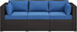 Yaheetech 3-Seat Patio Wicker Sofa, Outdoor Rattan Couch with Furniture Cover, Deep Seat High Back with Cushions & Throw Pillows for Deck/Porch/Balcony/Yard, Brown/Dark Blue