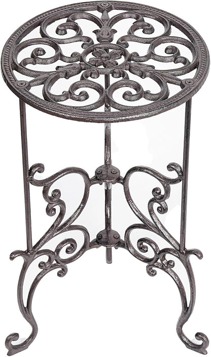 Sungmor Heavy Duty Cast Iron Potted Plant Stand,19.3-Inch 1 Tier Metal Planter Rack,Decorative Flower Pot Holder,Vintage & Rustic Style Indoor Outdoor Garden Pots Container Supports