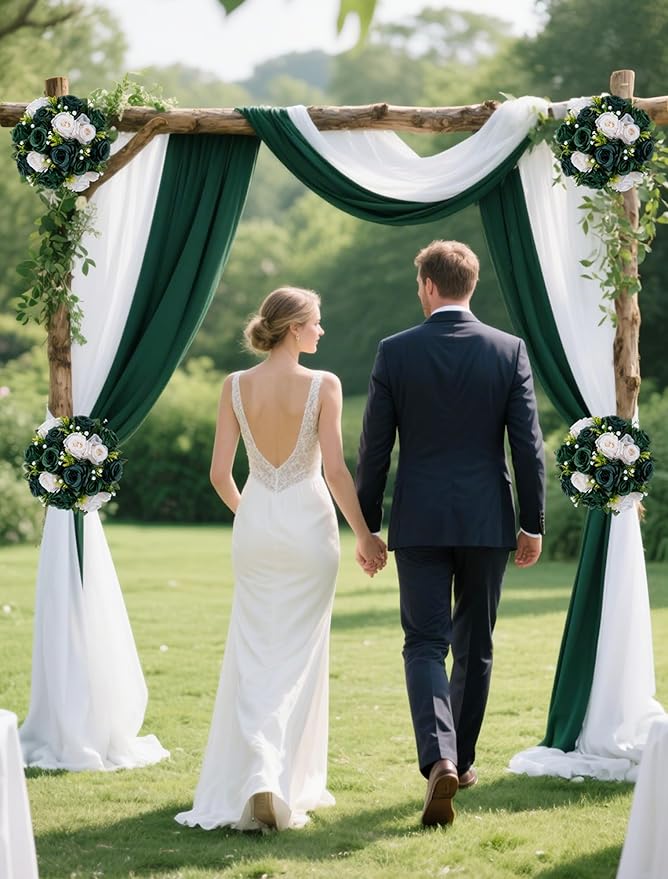 Artificial Flower Balls, Silk Rose Centerpieces in Green and Ivory