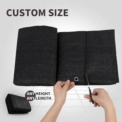 LOVE STORY Custom Size 3.3'x22' Black Balcony Privacy Screen,UV Block Privacy Fence Screen,90% Shield for Outdoor Pool Garden Apartment Railing