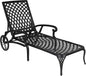 VINGLI Cast Aluminum Outdoor Chaise Lounge Chair with Wheels, Patio Chaise Lounge with 3-Position Adjustable Backrest, Tanning Chair Reclining Chair for Poolside (Black, Without Cushion)