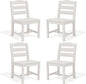 SERWALL Outdoor Dining Chairs Set of 4, All-Weather HDPE Patio Chair with 19.7" Widened Seat, for Backyard, Garden, White