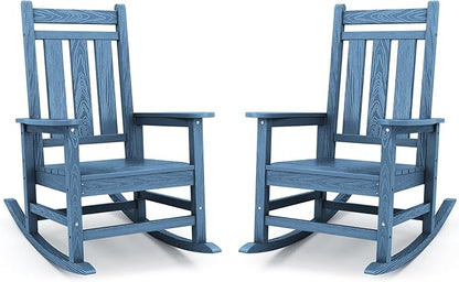 Rocking Chairs Set of 2 in Blue HDPE, 350 lb Capacity