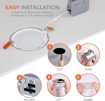 HALO HLB 6 in LED Recessed Lighting Canless Dimmable Wet Location Selectable Lumens and Selectable Color 27/30/35/40/5000K Indoor Outdoor Soffit Ceiling Downlight HLB6LSFS5