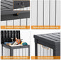Deck Box Lockable Resin Patio Storage Bench in Black, Wood Grain